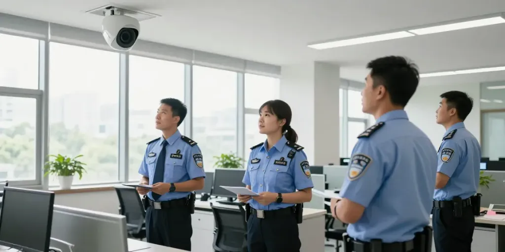 Corporate Security professionals ensuring safety in a local business environment.