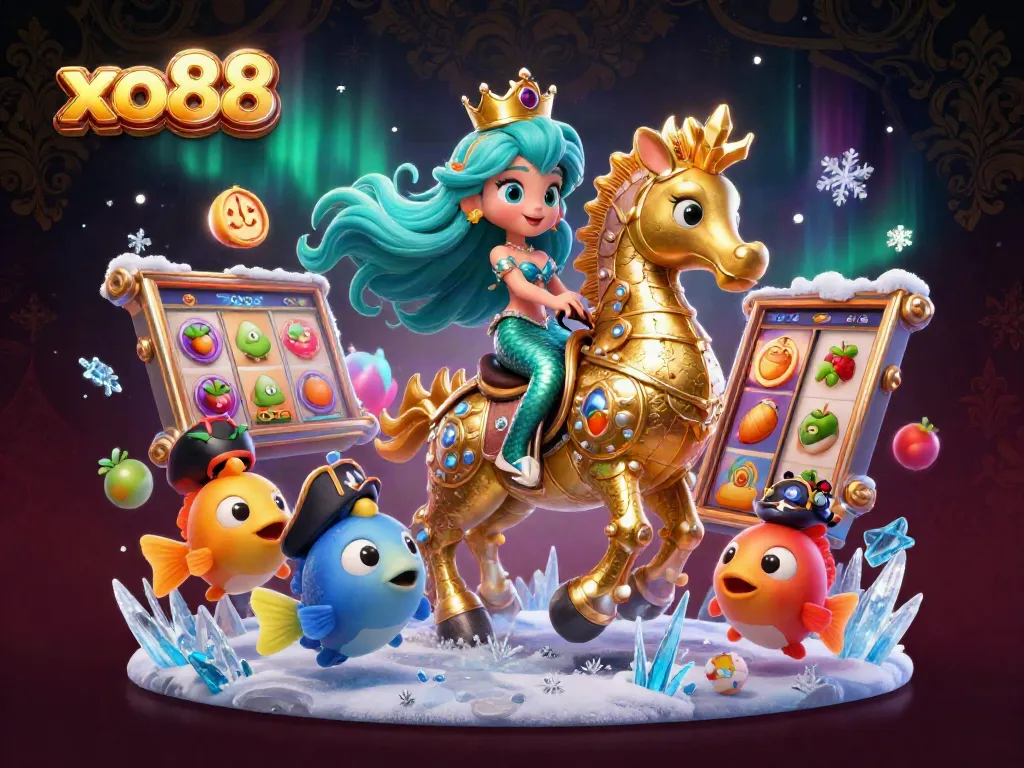 Experience the vibrant adventures of xo88 with a mermaid princess in an exciting casino world filled with slots and treasures.