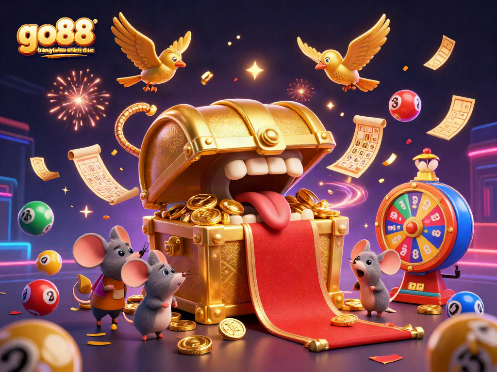 Win big at go88 trang chu chinh thuc with colorful lottery balls and festive casino elements.