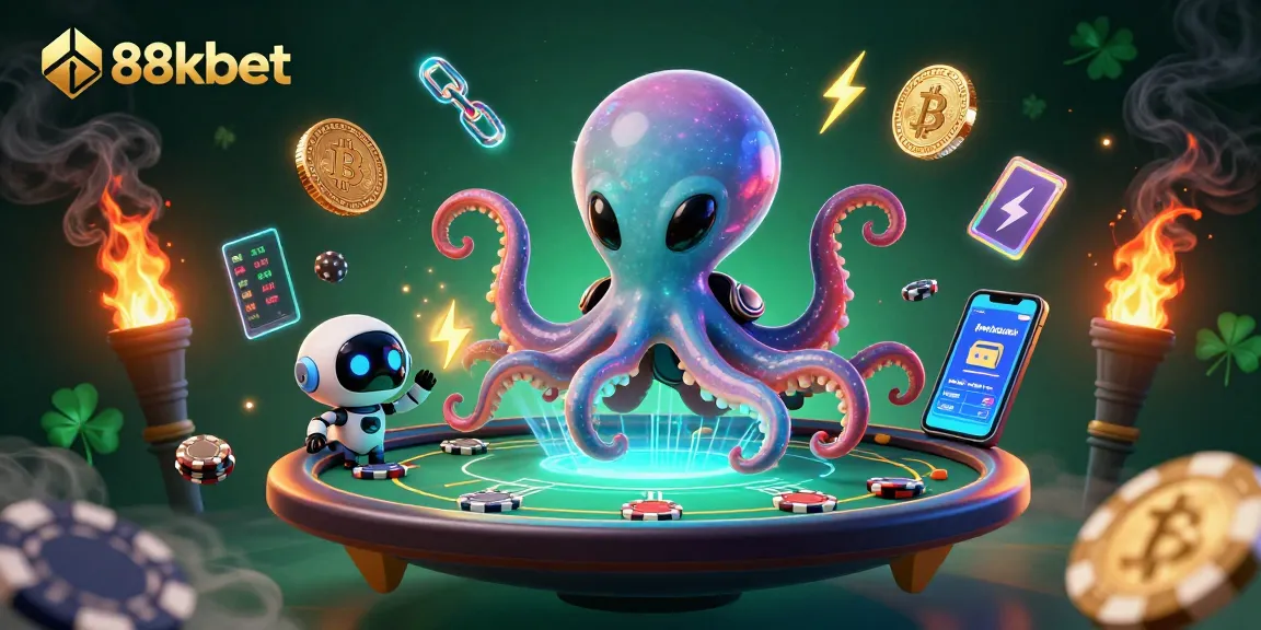 Experience thrilling gameplay at 88kbet with a vibrant 3D alien casino scene showcasing interactive poker.